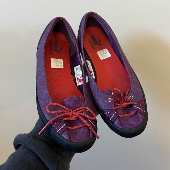 Puma Shoes - Puma Y2K purple/red slip on lace toe ballet style flats